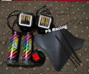 PAKET 5IN1 2 PCS LAMPU DAYMAKER 2 LENSA + SAKLAR ON ON OF STANG + VISOR SEPEDA BMX KARBON + HANDGRIP PELANGI SEPASANG