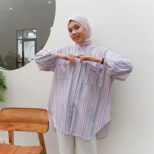 Sierra Candy Stripe Tunik XL / Tunik Wanita Kekinian / Tunik Wanita Terbaru / Tunik Wanita Muslimah / Tunik Wanita Jumbo / Tunik Wanita Dewasa