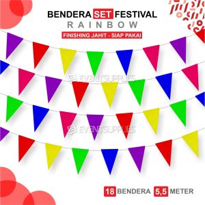 Bendera Festival HUT RI Warna Warni isi 18lembar Siap Pakai