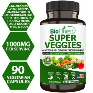 BioFinest Super Veggies 1000mg 90 Veg Capsules Daily Nourishment Formula With 40 Veggies Phytonutrients Assist Digestive Health Energy Production And Immune Defence
