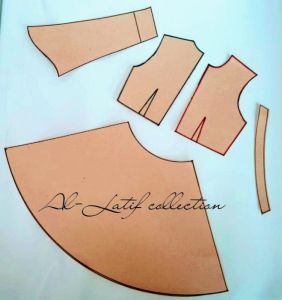 Pola jiplak gamis rok setengah lingkaran