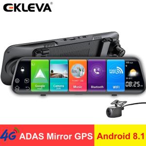 EKLEVA 10 Inch Car Rearview Mirror 4G Android 8.1 RAM 2GB + ROM 32GB Dash Cam GPS Navigation ADAS WIFI FHD 1080P Car Video Camera Recorder DVR Remote Control