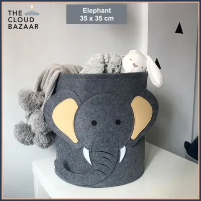 Bakul Penyimpanan Felt Haiwan Comel Penyusun Bilik Kanak-Kanak | Cute Animal Felt Storage Bins Kids Room Organizer