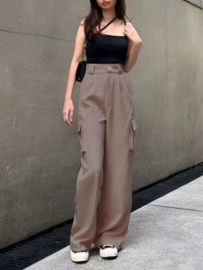 Celana Cargo Wanita Kulot Cargo Joy Pants Celana Kulot Highwaist Loose Pants Trousers Wanita