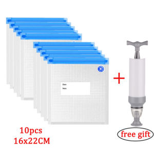 10Pcs Vacuum Sealer Bags Reusable Food Storage bag Household Vacuum Food Sealer Bag With Hand Pump Sealing Clips