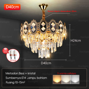 Lampu kristal ruang tamu baru Lampu gantung kristal Skandinavia lampu hias modern Skandinavia lampu hias modern ruang makan mewah lampu kamar tidur kreatif dengan bohlam lampu 3 warna