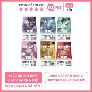 Thức ăn hạt khô Teb City cao cấp cho mèo - Hạt cho mèo có topping Tebcity - Bịch 1.5kg