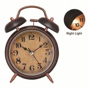 OURTOUR 4 inch Đồng hồ báo thức cổ điển Chuyển động im lặng Đen Vàng Đồng hồ báo thức đang kêu Bền bỉ Bàn chân vững chắc Đồng hồ để bàn Dành cho gia đình