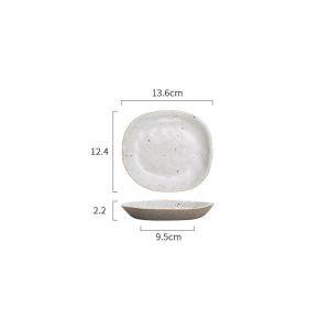 OMK Japanese Style Handmade Ceramic Tableware Set Dinner Plate Shaped Fruit Plate Salad Bowl