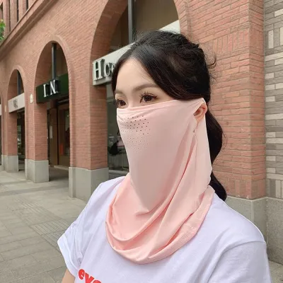 PENGA Golf Windproof Fishing Sports Solid Color UV Protection For Men Outdoor Sun Proof Bib Summer Face Scarves Sunscreen Face Scarf Ice Silk Neck Wrap Cover Face Cover