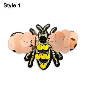 GPMD42378 Bags Apparel Sewing and Fabric Embroidery Rhinestone Bee Badge Sequin Patches Sew on Patch Crystal Applique