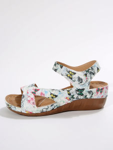 [Free Shipping] New WomenS Plus-Size Wedge Heel Platform Sandals With A Single-Strap Design Open-Toe Style And Velcro Closure Perfect For The Beach