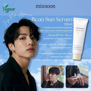 [Official] BTS PICK MIXSOON Bean Sun Serum - Korea SPF50+ PA++++ Moist Sunscreen for No White Cast & Glow (50ml)