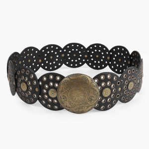 Y2K Eyelet rivet splicing cross-border bestseller vintage fashion rivet eyelet belt womens new leather belt with round pieces