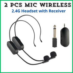 COD TaffSTUDIO Wireless Microphone 2.4G Headset 2 PCS with Receiver -  mic mik mikrofon suara jernih youtuber suara bagus podcast Wireless Interview imam masjid / mik buat imam sholat / mik imam mesjid wirelles / mic wirelles imam / mikrophone untuk imam