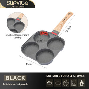 SUPVIBE 4 In 1 Egg Omelette Hole Omelet Pan Non Stick Pan Flat Bottom Ham Bacon Pancake Maker Frying