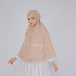 IMASA -  Bergo Hijab Lasercut LUNARA (TANPA BAWAHAN) Kerudung Instan Umroh Dan Haji Saku Resleting Katun Premium