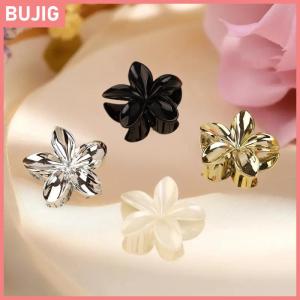 BUJIG ที่หนีบผมทรงไข่รูปดอกไม้แวววาวแบบเรียบง่ายสำหรับผู้หญิงเด็กผู้หญิงอุปกรณ์เสริมผมสำหรับงานปาร์ตี้เครื่องประดับผมแฟชั่น2ชิ้น