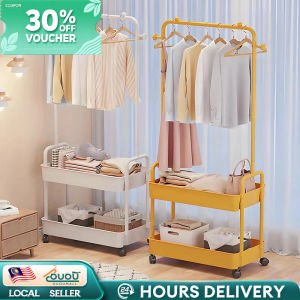 Clothes Rack Trolley Steel Clothes Hanger Rack With Wheels Space Saving Storage