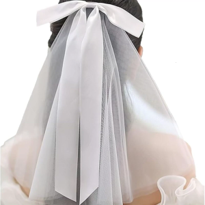 Delicate White Short Veils with Hair Clip Bowknot Tulle Veils For Wedding Ceremonies And Bridal Shower Celebration