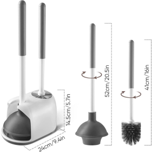 Toilet Plunger and Brush 2 in 1 Toilet Bowl Brush Plunger Set with Holder Bathroom Cleaning Tools Combo with Caddy Stand