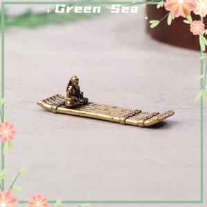 Green sea lazlook เครื่องประดับตั้งโต๊ะ1ชิ้นแพไม้ไผ่โบราณเรือประมงชาวประมงศิลปะการสร้างแบบจำลองประติมากรรมที่วางธูปของตกแต่ง