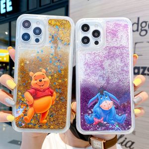 Cartoon Lovely Winnie the Pooh Eeyore Quicksand Mobile Phone Case For iPhone 16 Pro Max 15 Pro Max 14 Pro Max Plus Phone Back Cover for iPhone 11 12 13 Pro Max X XR XS Max 6 6s 7 8 Plus Back Shell