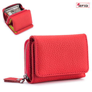 Smart King New Short Wallets for Women Genuine Leather Triple Fold Mini RFID Wallet Ladies Large Capacity Multi-function Coin Purse Storage Bag 7387