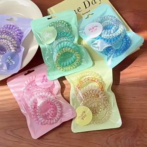 {SG Local} Elastic Hair Tie 6ea Per Set Gradient Color ephone Wire And High Elasticity Bun Hair Accessory