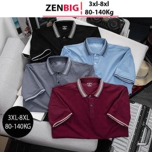 Áo Polo Nam BigSize ZENBIG Áo Polo chất liêu cotton co giãn 4 chiều cổ bẻ phối kẻ trẻ trung năng động size lớn 80-140kg