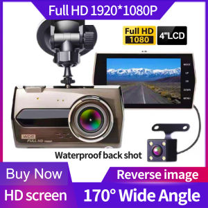 EKLEVA Dash Camera 4 Inch LCD Screen Car DVR Rear View Full HD 1080P Two Dual Lens DVR Auto Video Recorder English Night Version