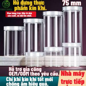 TINH DIEU Hũ Nhựa PET 75mm Có Nắp Vặn Đựng Thực Phẩm Khô Chống Ẩm Nhiều Kích Cỡ Gia Công OEM ODM