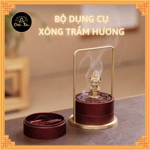 Lư đồng xông trầm hương hộp Bộ dụng cụ xông trầm hương hình phật quan âm bằng đồng nguyên chất shop Diệu Tâm