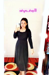 DRESS KNIT KOMBINASI TUTU KOREA IMPORT FASHION WANITA