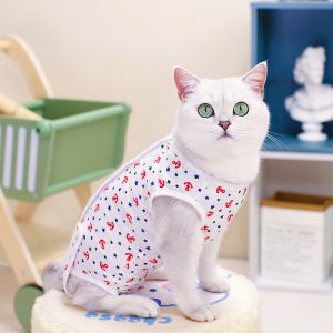 Kakaoppa เสื้อสำหรับสุนัขแมวแมวแมวที่ใส่สบายเสื้อผ้าทำหมันสัตว์เลี้ยงมีลายกะลาสีชุดกลางแจ้งตุ๊กตาชิสุ