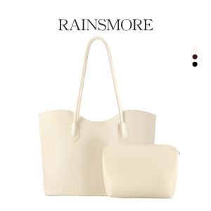 RAINSMORE Womens Bag Woven Texture 2-in-1 Tote Bag Large Capacity Commuter Shoulder Bag