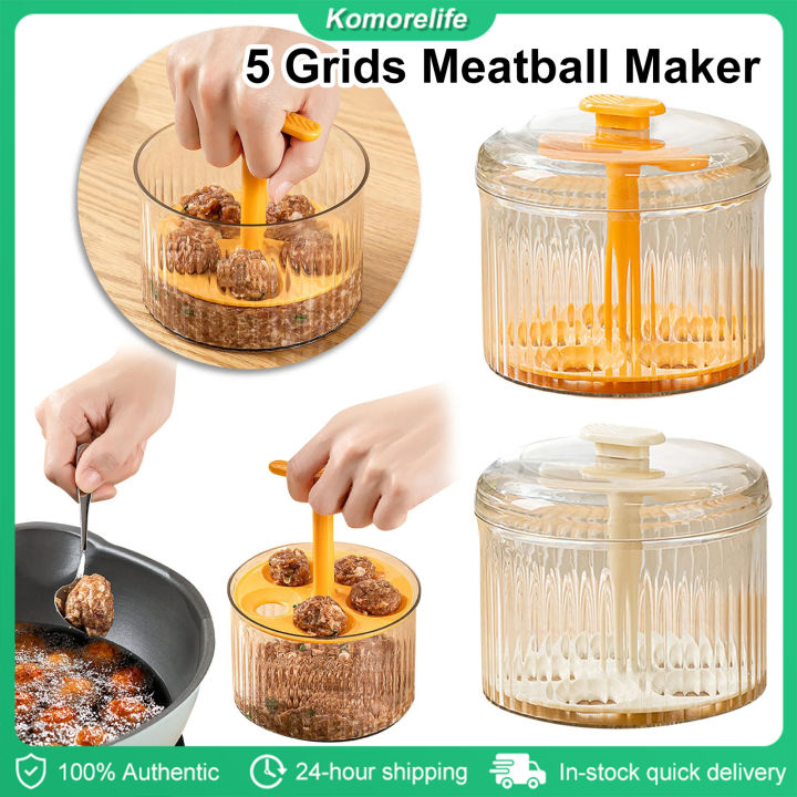 Manual Meatball Maker 5 Grids Translucent Kitchen DIY Meatballs Maker ...