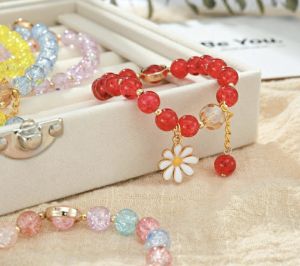 good 999 Fashion Little Daisy girl good luck Multicolor Elastic rope Glaze Bead Bracelet B3008-B3014