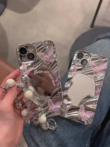 ins Butterfly iPhone15promax Premium Makeup Mirror 14pro Phone Case New 13pro Female 12