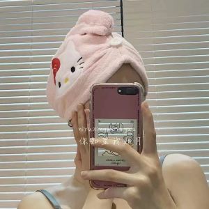 Sanrio Kuromi Cinnamoroll Hair Drying Hat Quick-dry Microfiber Hair Towel Cap Super Absorption Hair Dry Cap