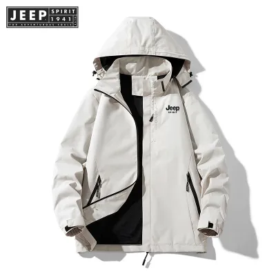 Jeep Spirit 1941 Estd Mens and Womens Outdoor Jacket Mountaineering Jacket Detachable Warm Windproof Waterproof Jacket