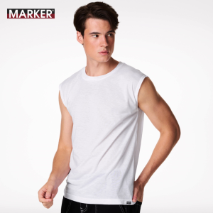 [แพ็ค 1ตัว] MARKER® เสื้อแขนกุดชาย [บางพิเศษ] เนื้อคอตตอนผสม / 005