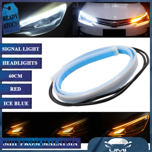 2 Pcs Car Signal LED Ultrathin Running Lights Waterproof Strip Headlights Daytime Flow Light Strip Flexible Tube LED Strip Car LED Lamp Myvi Saga Viva Waja Vios Vellfire City Avanza