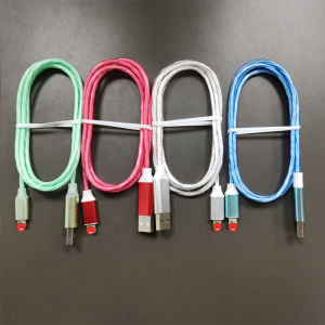 USB data cable cool and fashionable fast charging data cable charging cable Type-C/Android/iOS 2A metal seven color data cable connector running lamp luminous fast charging cable