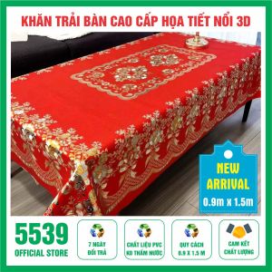 Khăn trải bàn cao cấp chất liệu PVC chống thấm họa tiết hoa văn 3D nổi đẹp sang trọng dễ dàng lau chùi - Shop 5539