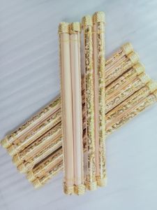 khung treo ảnh 2 đầu dài 60cm ống sáo gỗ quấn thừng treo tranh ảnh