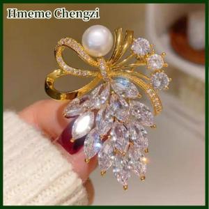 Hmeme Fashion Rhinestone Bow Brooches Women Clothing Coat Jewelry Accessries Gifts