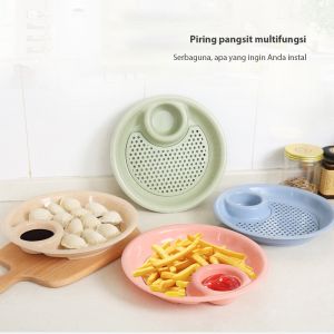 OS -G406- Piring Pangsit Dimsum Sushi 2 Lapis - Piring 2in1 Dengan Tirisan dan Tempat Saus