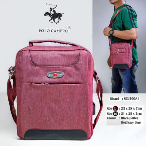SlingbagTas Selempang POLO CAMPRO Tebal Import Slingbag Pria Ukuran L Dan M Dengan Port USB #1006 Waterproof
