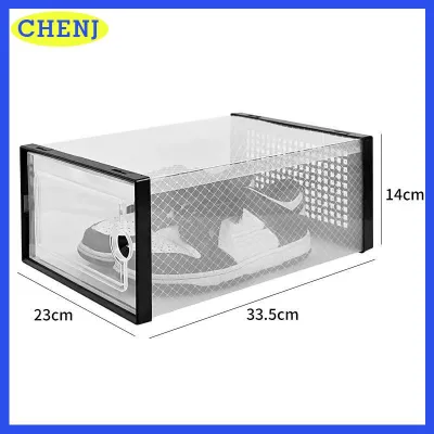 CHENJ Tổ chức hộp giày lưu trữ nhựa có thể xếp chồng rõ ràng cho Giày thể thao thiết kế chống bụi để giữ cho giày có thể nhìn thấy và được bảo vệ